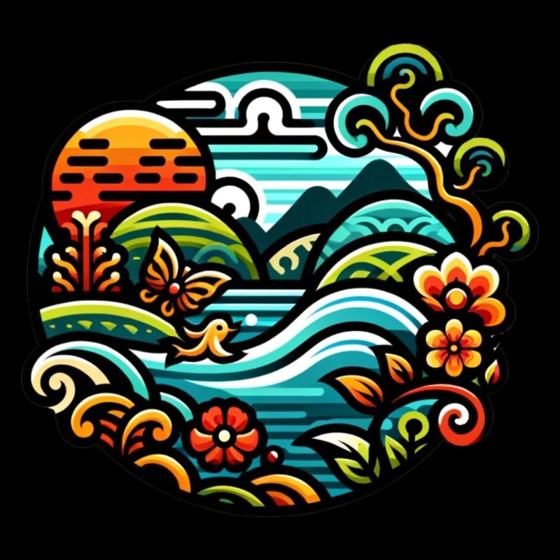 Vibrantly coloured river