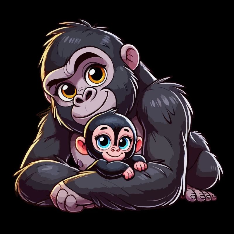 Gorilla-Mutter mit Kind