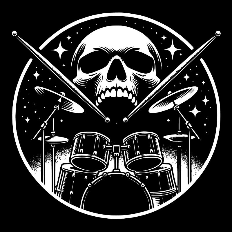 Drums and Skull Drummer Rock Band