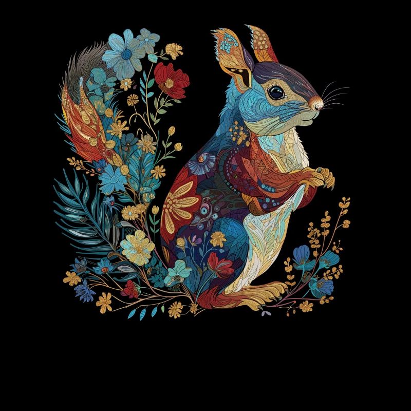 Eichhörnchen Blumen Vintage