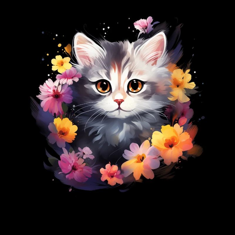 Chat Fleurs Drôle Cadeau
