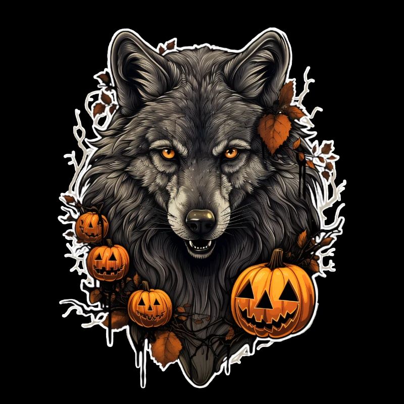 Halloween Wolf with Pumpkin