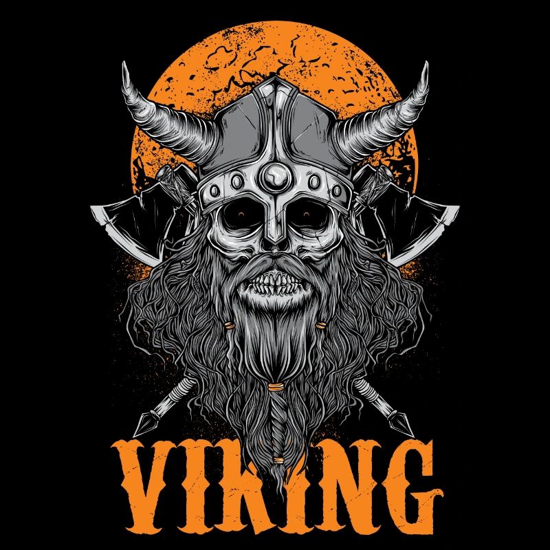 Wikinger Schädel mit Helm und Bart Nordmann Wild