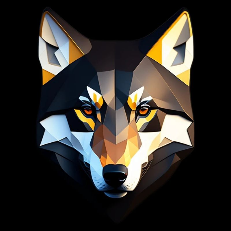 Low Poly Wolf Face Design