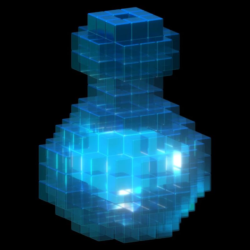 Witch Wizard Magic Potion Cube Bottle Ocean Blue