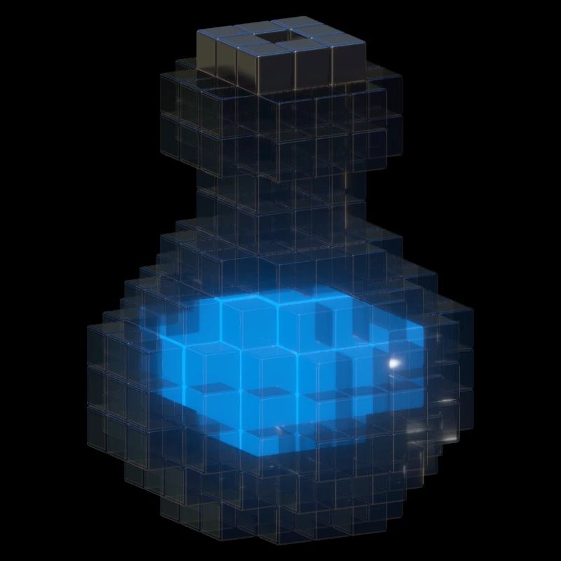 Conception 3D Cube 3D Bouteille Noire & Potion Bleu Océan