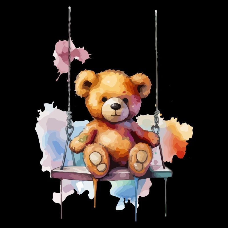 Teddy bear on her swing