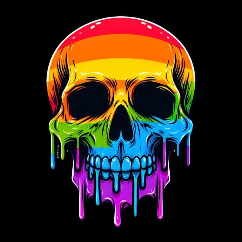 Melthing Rainbow Skull