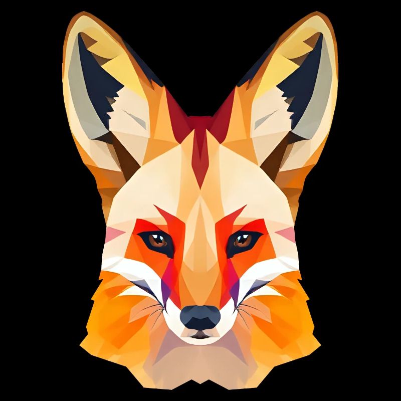 Renard roux serein avec fourrure dorée Low Polygon