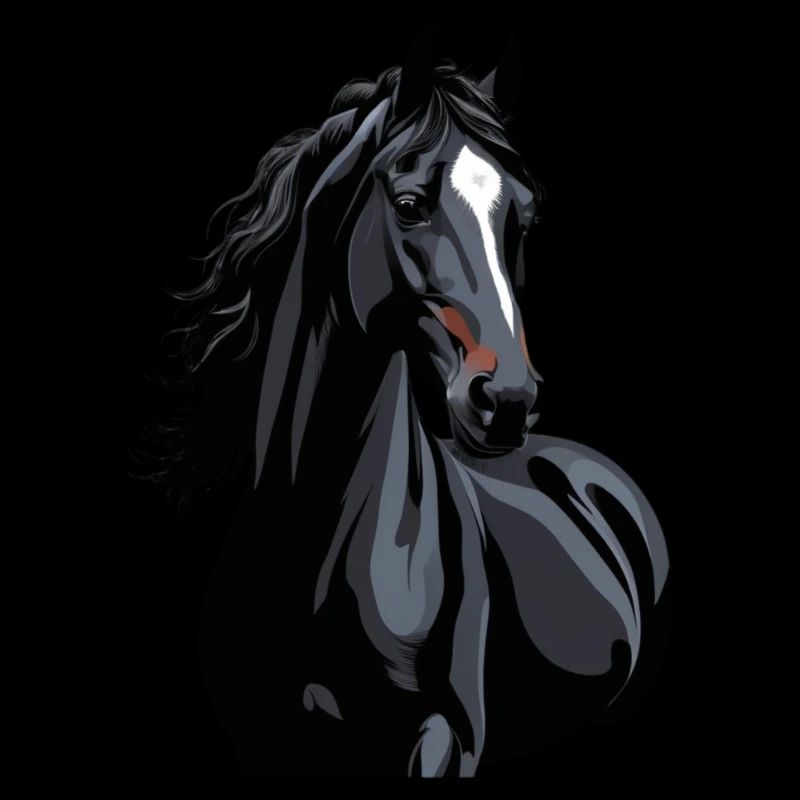 silhouette de cheval noir
