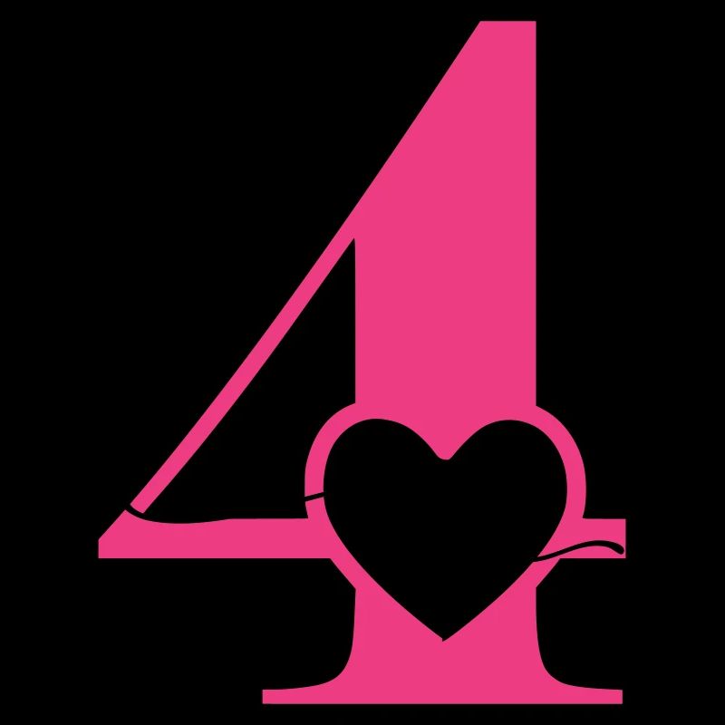 Ziffer Vier 4 mit Herz