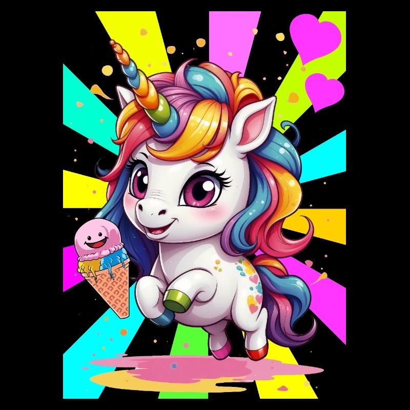 Kinder Einhorn Eis Retro Mädchen Jungen