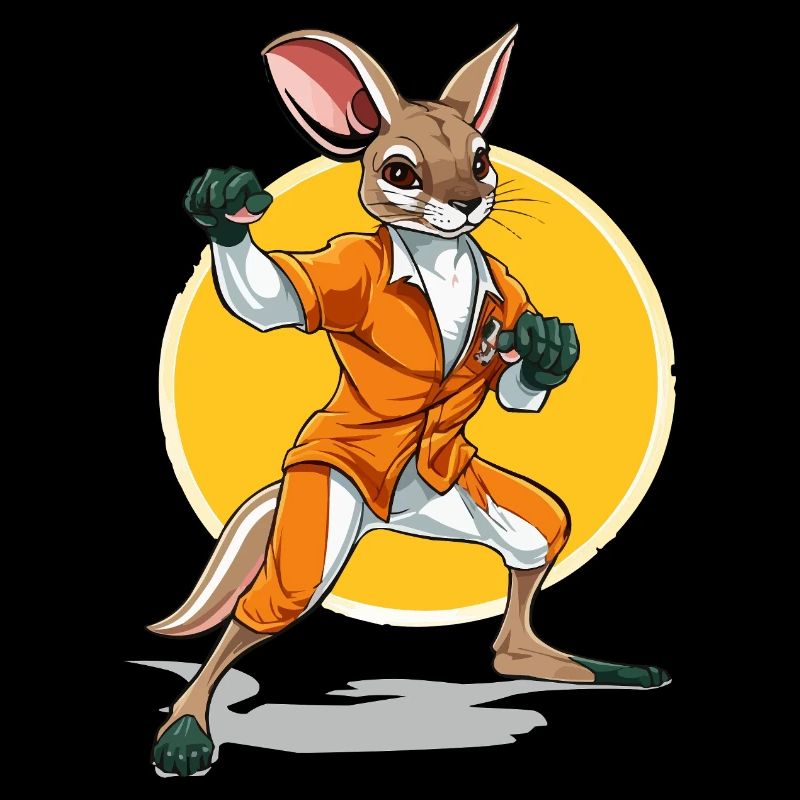 Bunny in a suit karate action