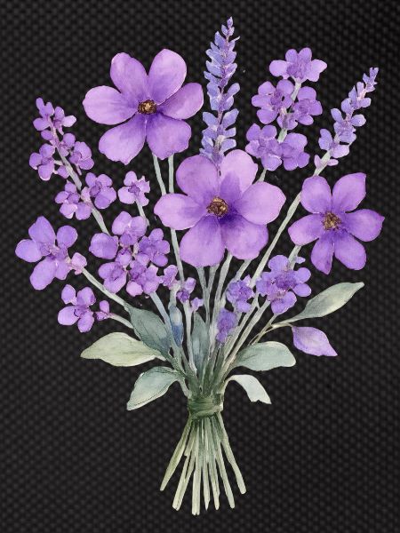Bouquet aquarelle lavande