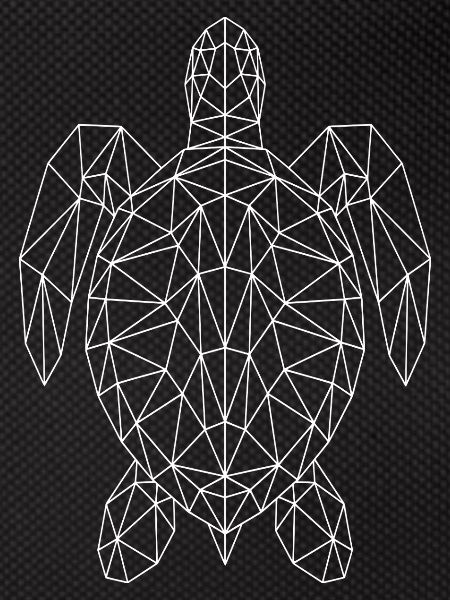 Geometric Sea Turtle White Silhouette