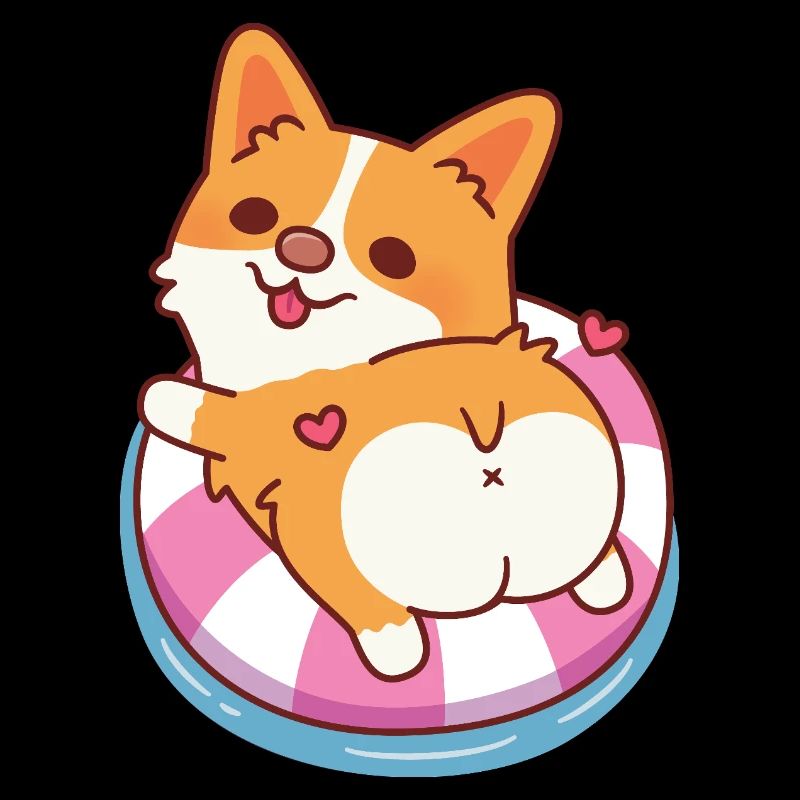 Süßer Corgi entspannt im Pool-Float-Sommer