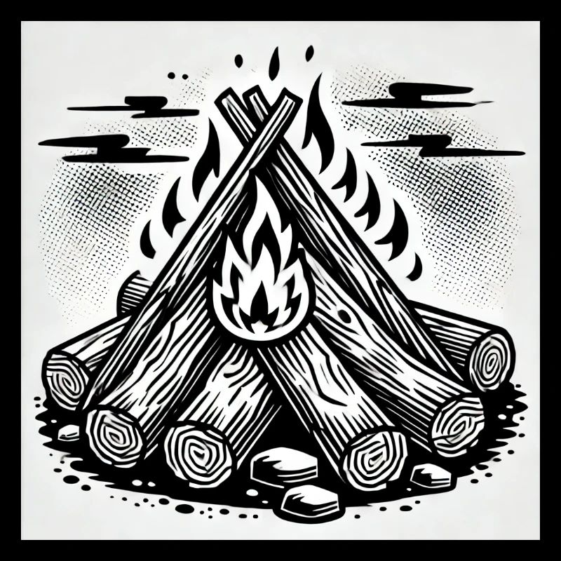 Flame Play in Comic Style: Campfire Art
