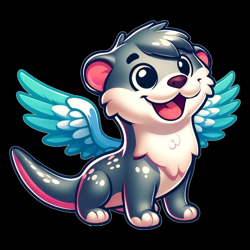 Otter als Engel mit Flügeln Wasserratte
