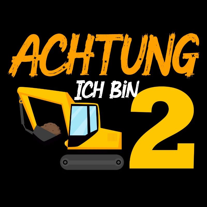 Ich bin 2 Bagger 2. Geburtstag 2 Jahre Bauarbeiter