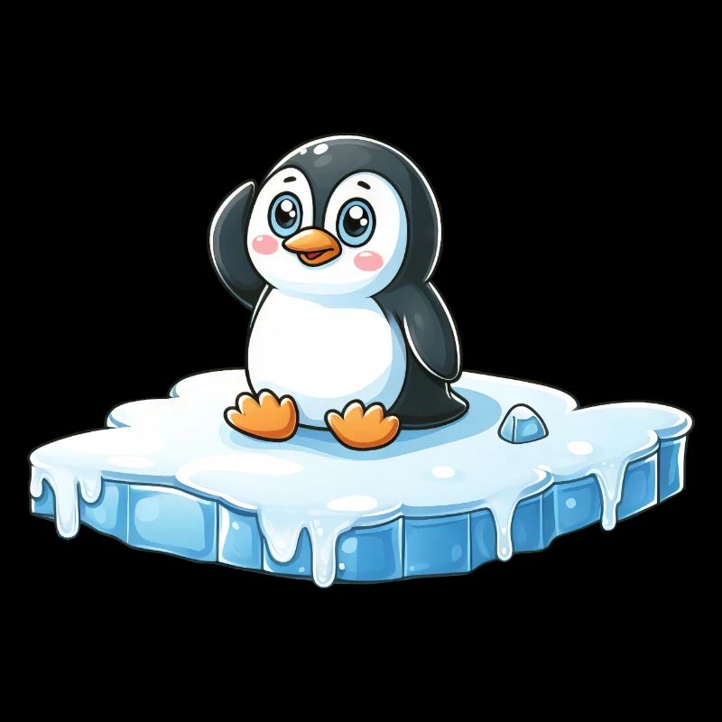 Penguin and melting ice