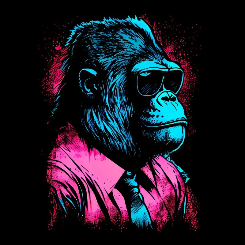80s Neon Business Gorilla Artwork