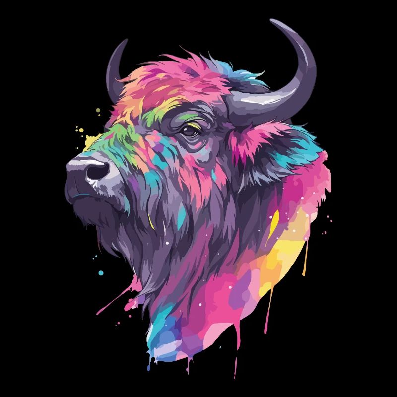 Büffel Wasserbüffel Afrika Savanne Bunt Kunst
