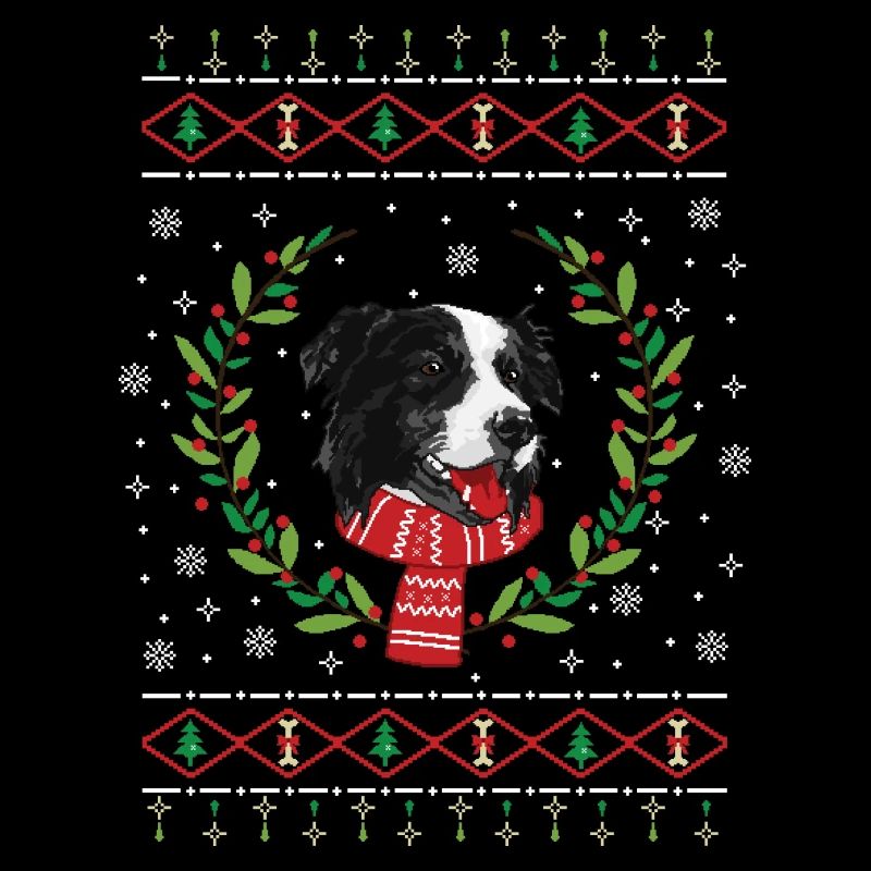 Pull de Noël laid Border Collie