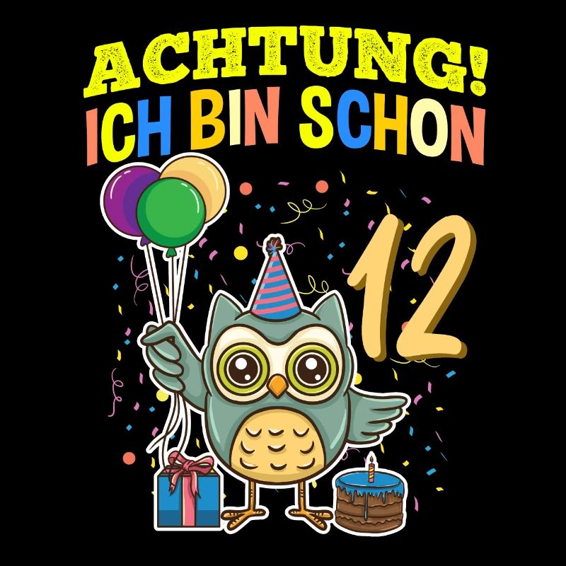 Achtung Ich Bin Schon 12 Tier Geburtstag Eule