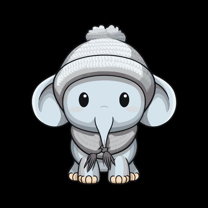 Elefant Winter Comic Niedlich