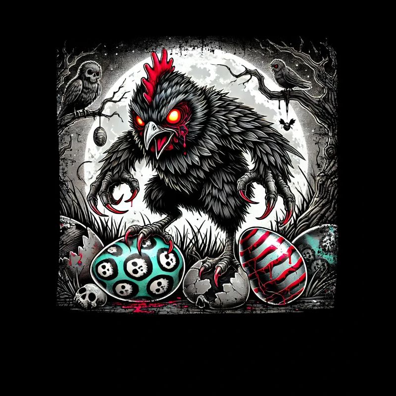 Easter Horror Chicken Zombie Demon Creepy