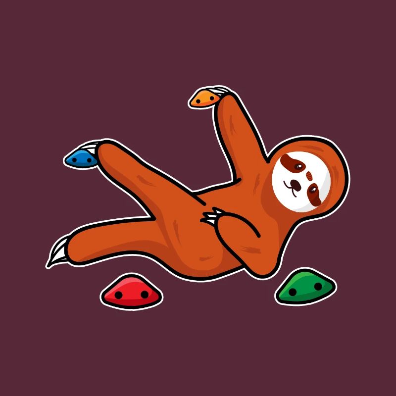 Boulder gift sloth on climber climbing wall