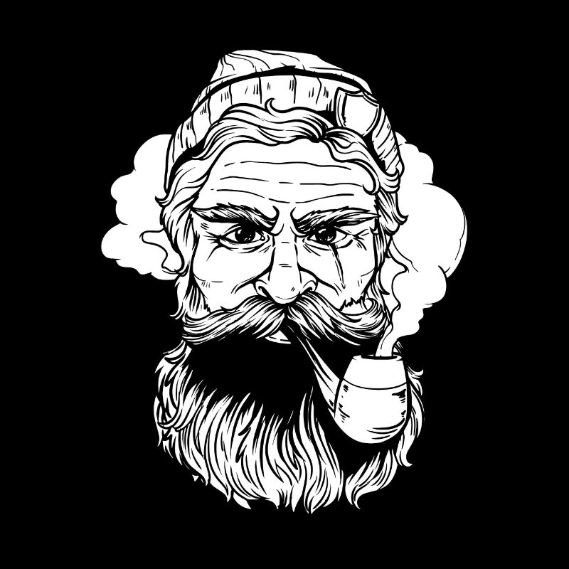 Sailor Beard Pipe Hat - Black White