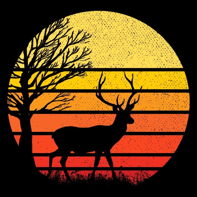 cerf et coucher de soleil - nature