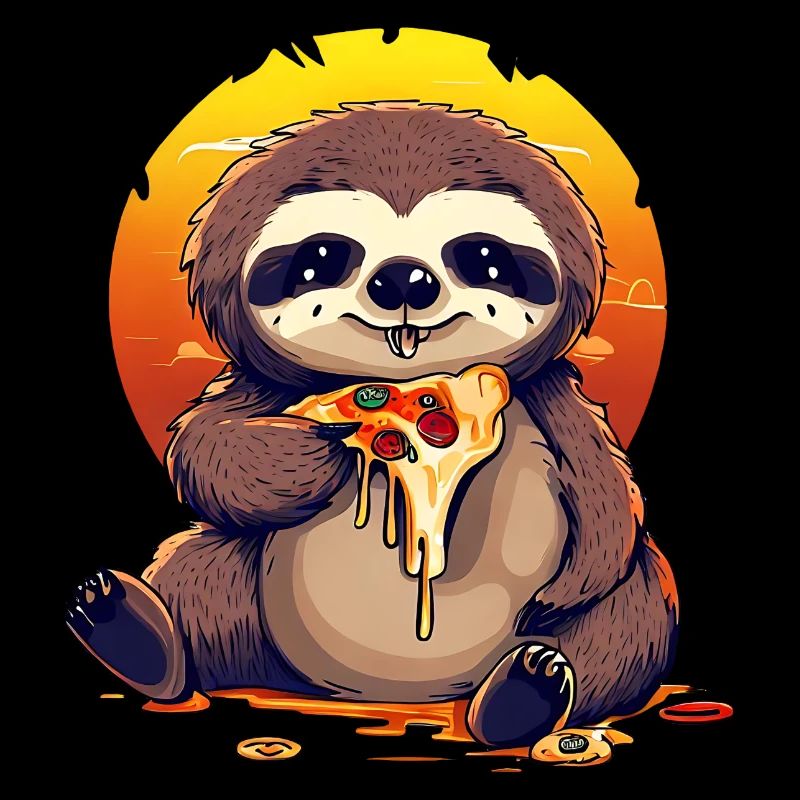 Pizza sloth in the sunset