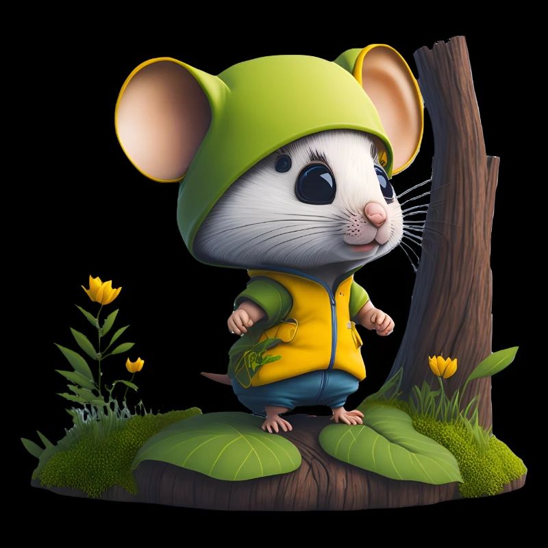 Cute mouse with cap and jacket