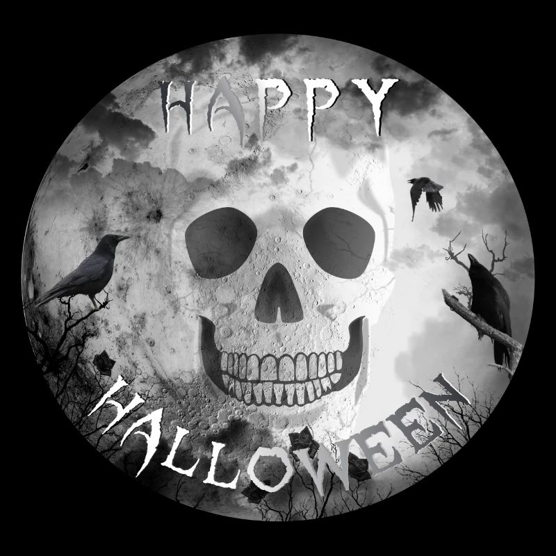 halloween skull crows