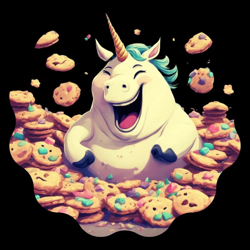 Dickes Einhorn feiert Keksparty