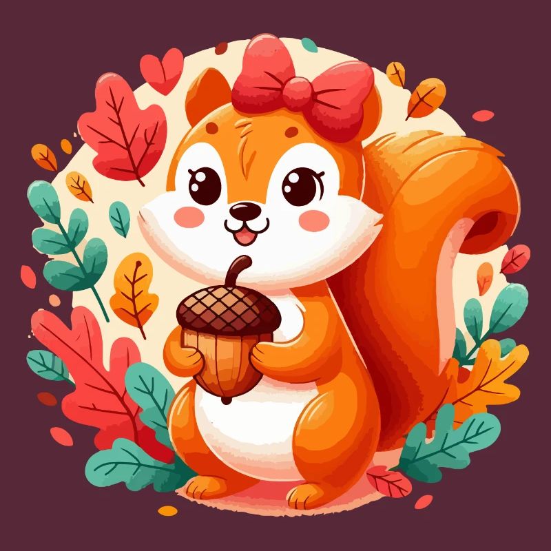 Süßes Eichhörnchen mit Eichel