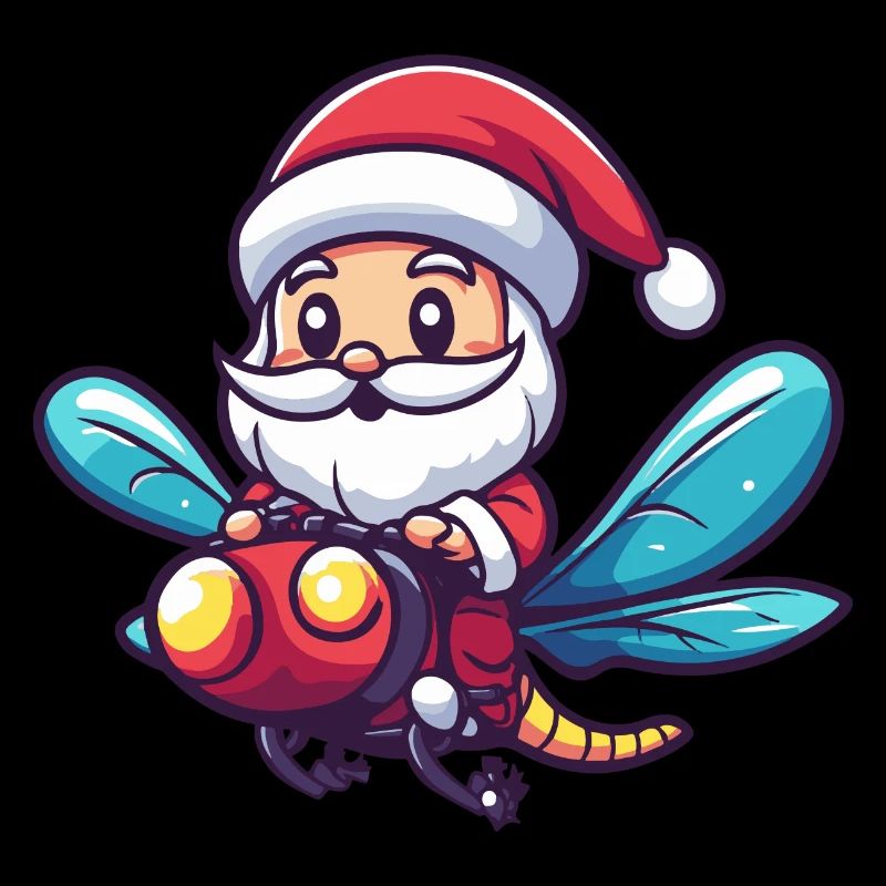 Libellule Père Noël dessin animé
