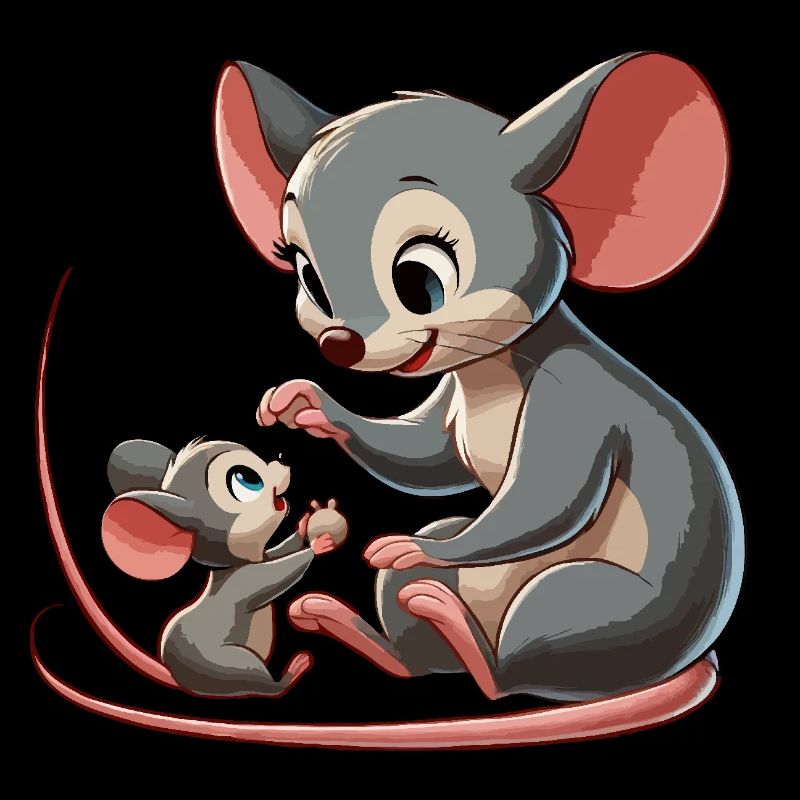 La mère souris joue avec l’enfant