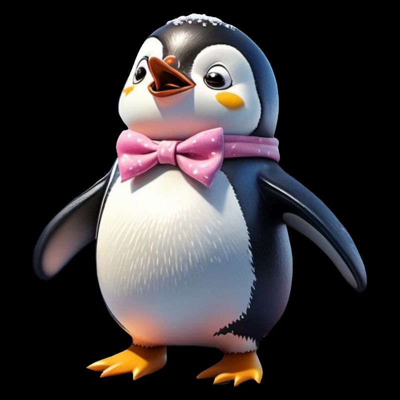 Pinguin Sandra sieht ihre Freunde