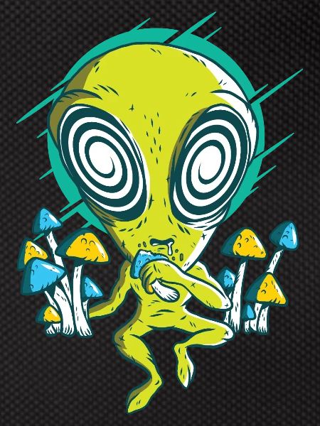 Alien with mushrooms hypnosis.