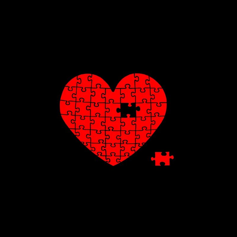 Heart puzzle with one missing puzzle piece