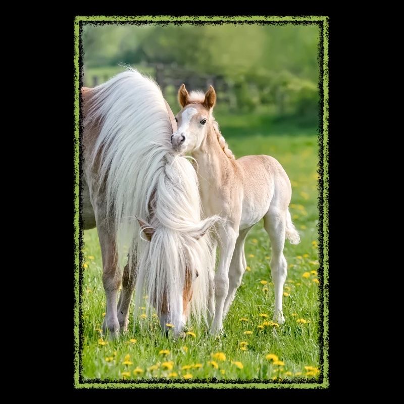 Haflinger horses cute foal with mare