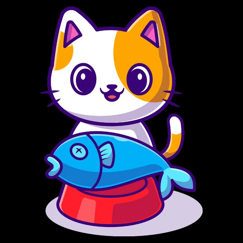 Chat Mignon Avec Du Poisson Sur Le Bol Alimentaire