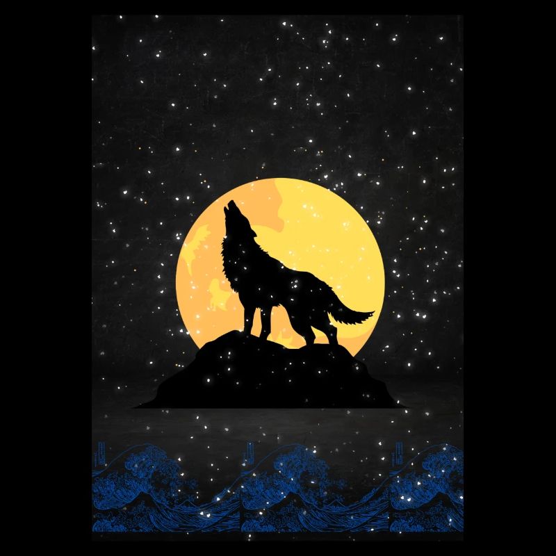 wolf on full moon night