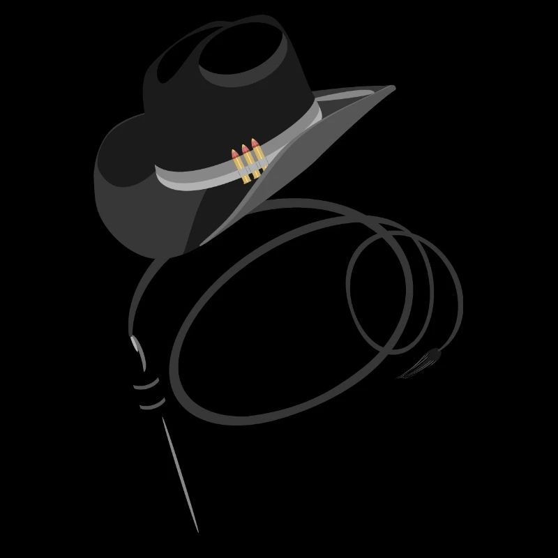 Cowboy hat and whip