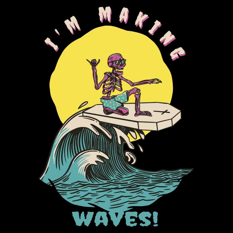 Je fais des vagues! Drôle de surfeur rétro