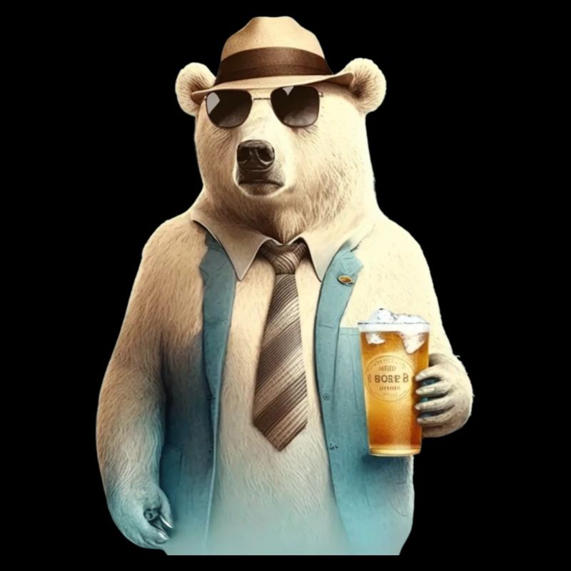 Cool polar bear with sunglasses and beer