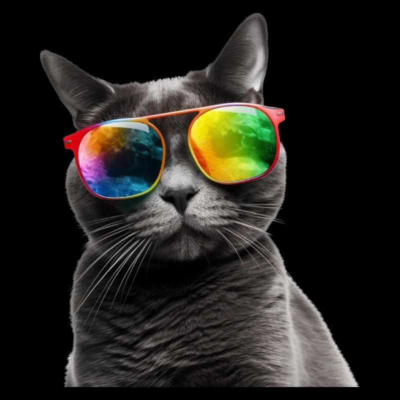 Chat cool avec des lunettes de soleil arc-en-ciel